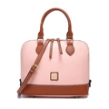 Pink and brown two-tone PU leather shell crossbody bag with golden hardware - Pink