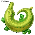 Detailed view of a green crocodile foil balloon for party decor, size 70x59cm - Crocodile