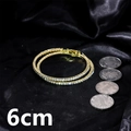 Golden 6cm oversized crystal hoop earrings with rhinestones on black silk background - Gold 6cm