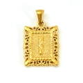 18K gold plated hollow geometric pendant with embossed letter I and vintage lace edge - Letter I (SP598G-I)