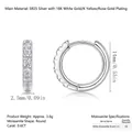 S925 silver double row moissanite hoop earrings plated in 18K gold 14mm 0.6CT pair - Silver/E13455