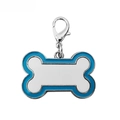 Custom bone-shaped metal pet ID tag with blue and white enamel finish for dog collars - Bone / Blue