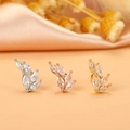 Macro shot of three leaf-shaped stud earrings in silver, gold, and rose gold finishes - 5# Marquise Leaf