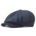 Berretto newsboy da uomo blu navy in tessuto a rete traspirante ideale per l'estate - Blu navy