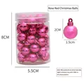 Set di 48 mini palline di Natale rosa rosso galvanizzate lucide in tubo di plastica trasparente - Rosa Rosso