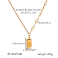 Detail of 18K gold-plated bar pendant necklace with technical size specifications - Gold Bullion Pendant Style(HC-N40528)