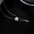 Elegant S925 silver necklace with white pearl and micro-pave letter H pendant charm - Letter I