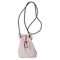 Mini-Umhängetasche aus hellrosa Oxford-Stoff mit schwarzem Kordelzug und Trageriemen - Rosa