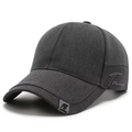 Gorra de béisbol gris carbón con etiqueta NY y bordado lateral en vista de perfil - gris oscuro