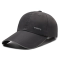 Atmungsaktive dunkelgraue schnelltrocknende Baseballkappe mit SPORTS-Textstickerei - Verstellbar / Dunkelgrau