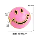 Pink enamel smiley face bead in gold alloy, 10mm diameter for DIY jewelry making - Round Smile-Pink