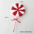 Large red and white striped Christmas lollipop ornament with bow, 30cm festive decor - Large Petal Lollipop