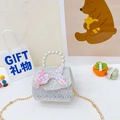 Kids mermaid sequin handbag with pearl handle and silver glitter finish for girls - Vertical / Vertical White