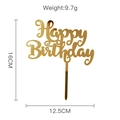Mirror gold acrylic Happy Birthday cake topper measuring 16cm by 12.5cm and weighing 9.7g - Style-5 (Large Gold Script)