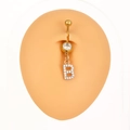Golden stainless steel belly ring with letter B pendant and sparkling rhinestones - Letter B (Z-245) / Silver