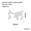 Copper rhodium plated world map pendant charm for DIY jewelry making, 30mm size - P02079 - Silver World Map