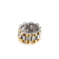 Anillo de eslabones bicolor de acero inoxidable plateado y dorado estilo correa reloj - Talla US 8 / Anillo / Oro y Plata