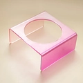 Pink translucent acrylic pet bowl stand with U-shaped design and circular top cutout - Purple Gradient Single Rack