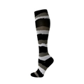 Knee-high compression socks with black, white, and grey wavy pattern design - Black White Zebra