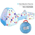 3-in-1 children's play tent with tunnel and ball pit in blue polka dot design - Blue Polka Dot