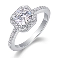 925 sterling silver ring featuring a round moissanite with an octagonal halo - US 7 / Octagonal Halo Round Style (R13166)
