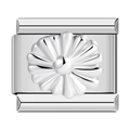 Silver stainless steel modular charm link featuring an embossed flower for DIY bracelets - Silver Glossy Flower Style (1437) / Silver