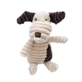 Brown and cream corduroy plush squeaky dog toy with striped texture and long ears - Beige Dog