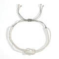 Bohemian seed bead bracelet featuring an infinity knot and adjustable grey cord - Infinity Knot Style (MG-B24092001A) / Grey/Silver