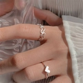 Elegantes Set aus silbernen Herzringen mit polierter Oberfläche für den Alltag - Silber Poliertes Herz Ring Set