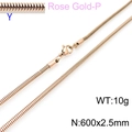 18K rose gold plated stainless steel snake chain necklace 2.5mm width and 600mm length - Rose Gold 2.5mmx600mm(KN203773-Z)
