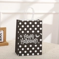 Black and white polka dot Halloween paper gift bag with Happy Halloween print and white rope handle - 339-4 Black with White Dots Happy Halloween
