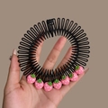 Kids hair comb in black with pink strawberry charms for girls hair styling - 11# Pink Strawberry Small