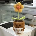 Handmade crochet sunflower potted plant with thank you card and smiling face - Small Yellow Flower 2