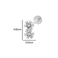 Silver labret stud with heart butterfly zirconia and flat back surgical steel base - 12# Snowflake Flower Style - Silver