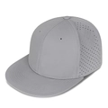 Light gray breathable laser-cut perforated flat brim hip hop hat with adjustable strap - Light Gray