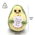 Handmade crochet avocado doll with motivational sign measuring 8cm in height and 6cm in width - Mugwort Green Avocado