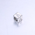 7mm silver stainless steel cube bead with engraved letter A for DIY jewelry making - Letter A