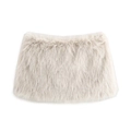 Minifalda sexy de piel sintética beige con corte en A para un outfit de mujer - XS / Gris claro