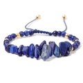 Adjustable natural Lapis Lazuli stone bead woven bracelet with gold metallic accents - Lapis Lazuli (FA0227)