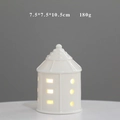 White ceramic house candle holder with LED light cutout 7.5x7.5x10.5cm gift - YCSQ2279 Glossy White
