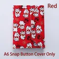 Red A6 binder cover with Maneki Neko lucky cat embroidery and snap button closure - Red Snap Button Style (Cover Only)