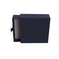 Navy blue faux leather drawer jewelry box with smooth grey lining and a pull tab - Navy Blue - Thick No Text / 10*10*3.5CM / Navy Blue