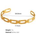Bracelet jonc chaîne classique en acier inoxydable avec finition plaquée or 18 carats - Jonc Doré Réglable SZ174