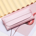 Portable pearlescent pink leather sunglasses pouch with soft protective cover - Pink