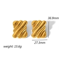 Detailed size chart showing 36.9mm x 27.3mm dimensions of golden wave textured earrings - Rectangular Wave Texture Style(TE6908-G)