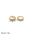 Golden 16mm huggie earrings set with purple rectangular zircons and technical specs - Gold - Purple Zirconia