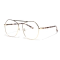 Lunettes de soleil polygonales en métal doré avec branches écaillées et grand cadre - Or Transparent