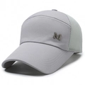 Light gray breathable mesh baseball cap for men with metal M logo embroidery - M Label Grey