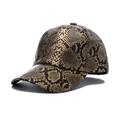 Golden and black faux snake skin pattern baseball cap with structured metallic finish - 56cm-60cm / Bronze Snake Pattern (E)