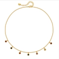 Detalle del collar de gota de agua con siete piedras de circón de colores en oro - Redondo